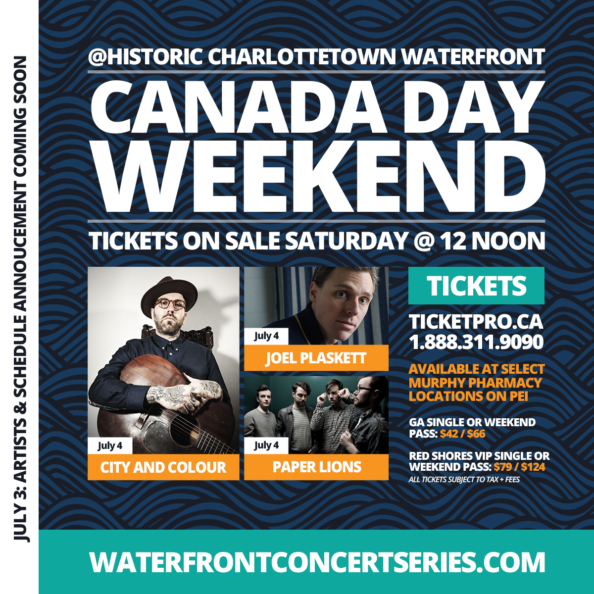 City and Colour, Joel Plaskett Emergency and more to rock Charlottetown July 3-4; on sale Saturday